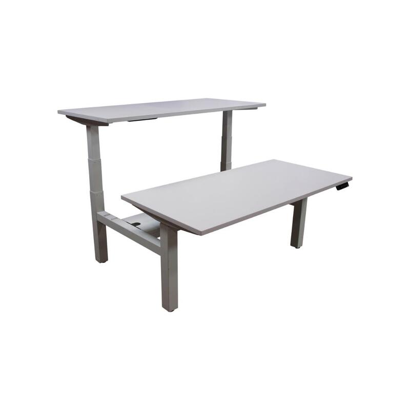 Used Series L Adjustable Height Double Desk for 2, White - Thumbnail 2