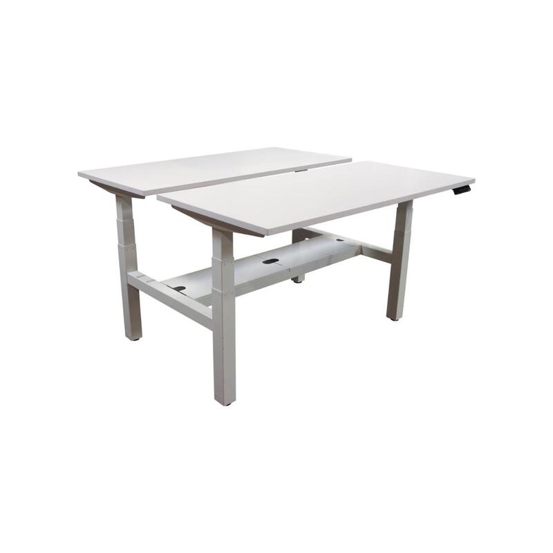 Used Series L Adjustable Height Double Desk for 2, White - Image 1