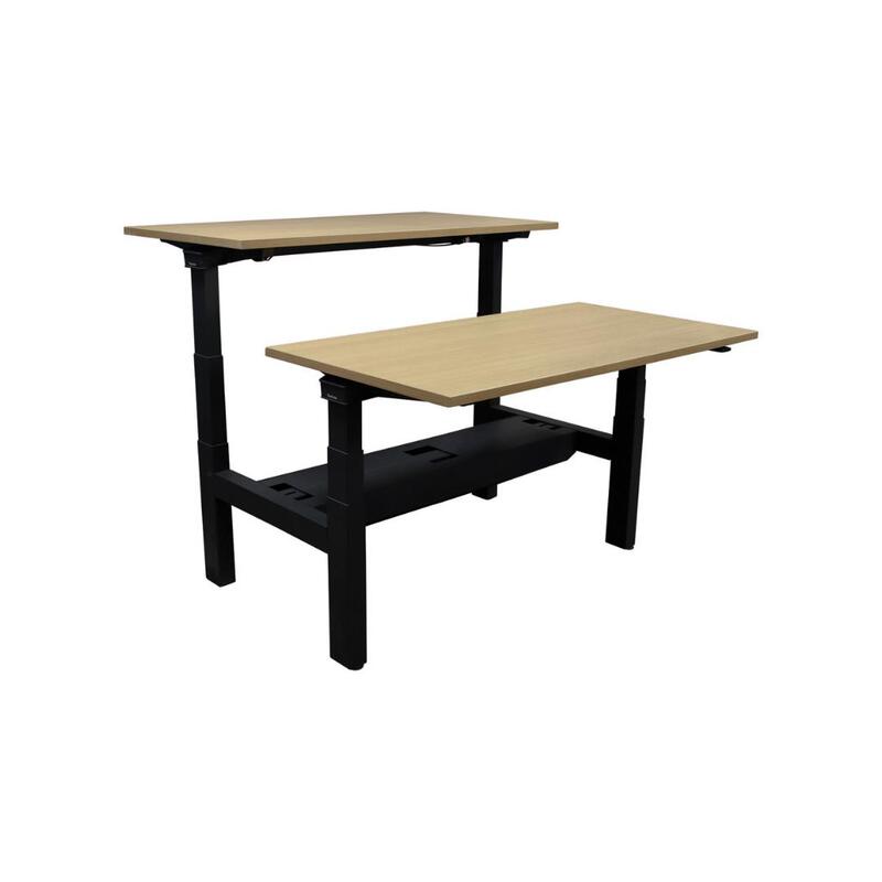 Used Adjustable Height Double Desk for 2, Maple - Image 1