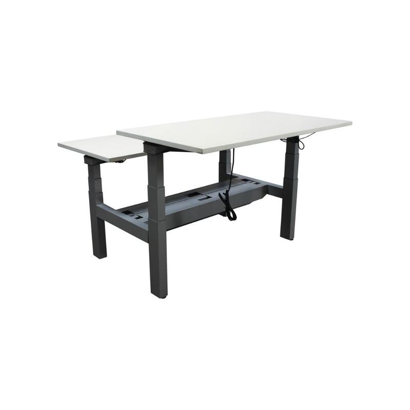 Used Adjustable Height Double Desk for 2, White - Thumbnail 2