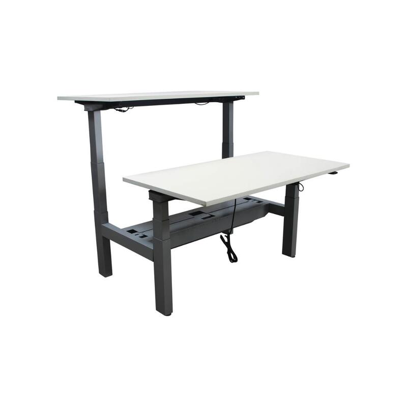 Used Adjustable Height Double Desk for 2, White - Image 1