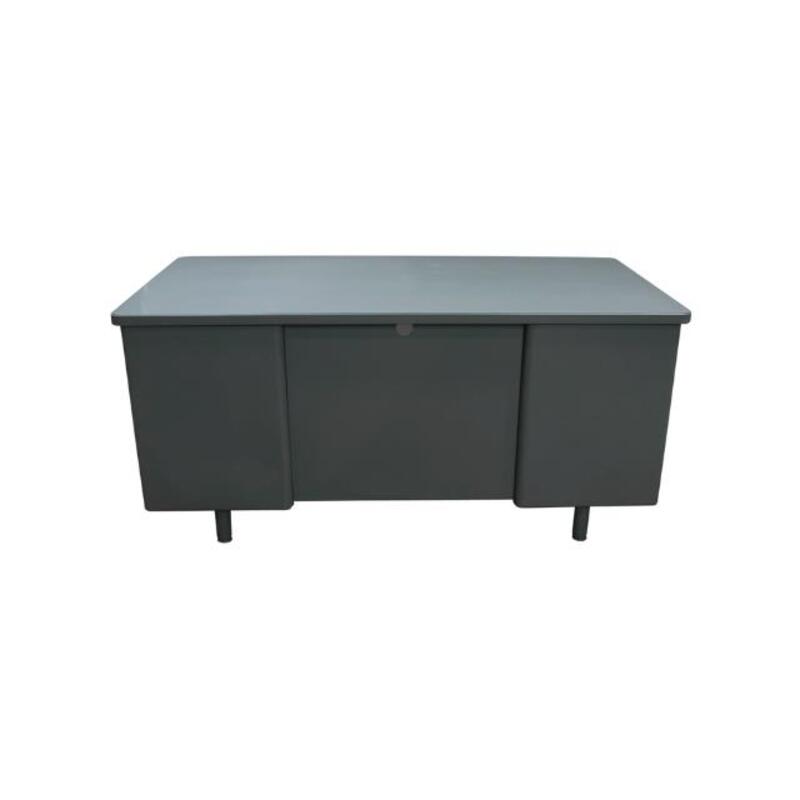 McDowell & Craig Used Rustic 30×60 Metal Double Pedestal Desk, Gray - Thumbnail 2