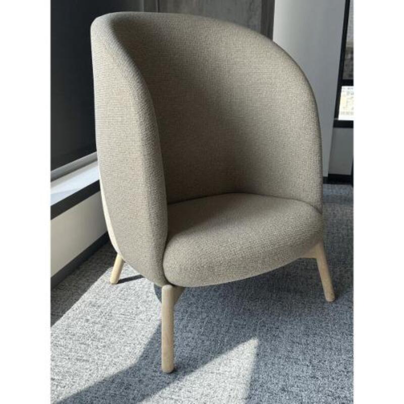 Halle Nest Egg Lounge Chair by Hightower (Tan/Wood) - Thumbnail 2
