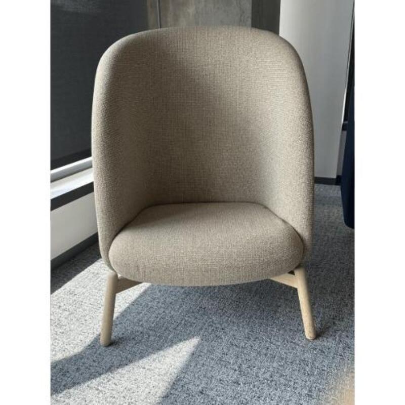 Halle Nest Egg Lounge Chair by Hightower (Tan/Wood) - Thumbnail 3