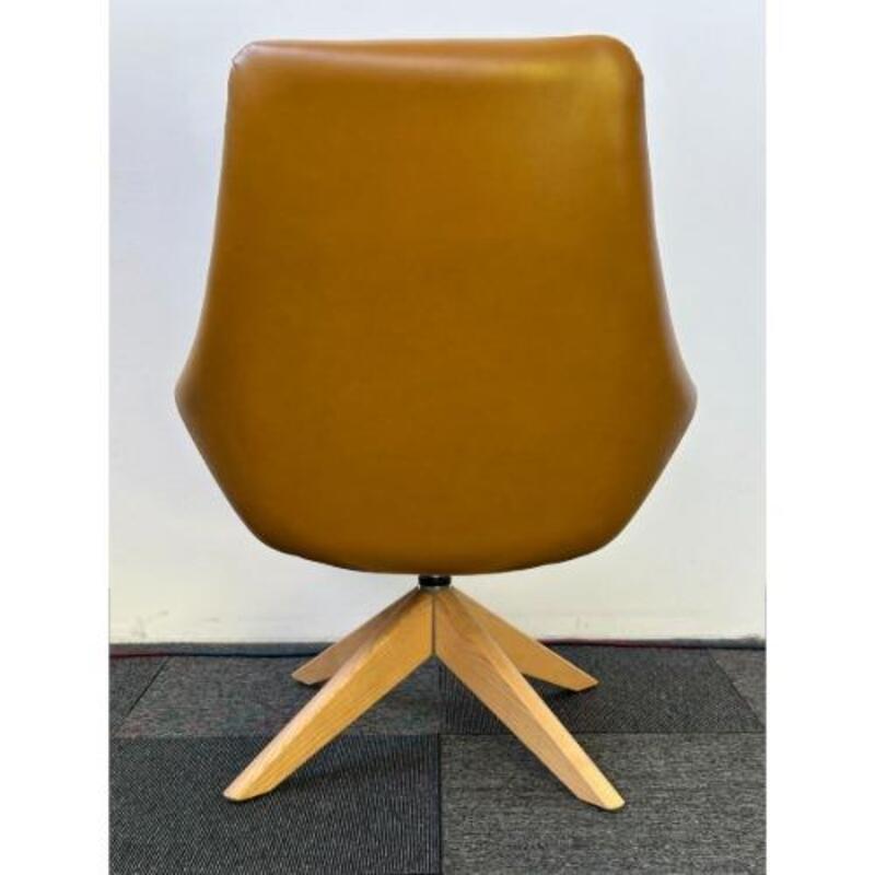 Encore Melina High Back Lounge Chair with Wood Swivel Base - Thumbnail 4