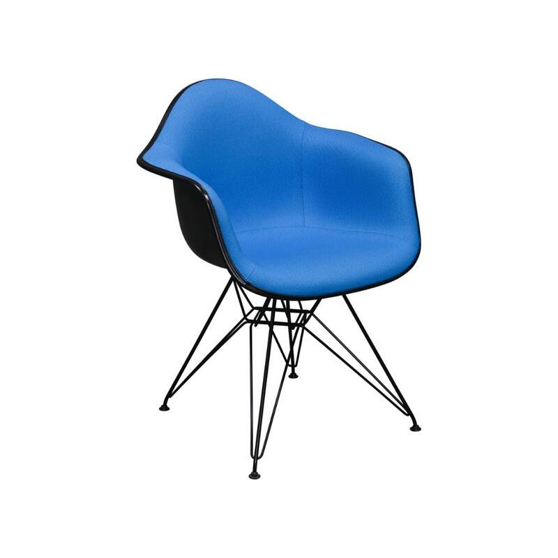 Eames Used Molded Plastic Armchair, Blue and Black - Image 1