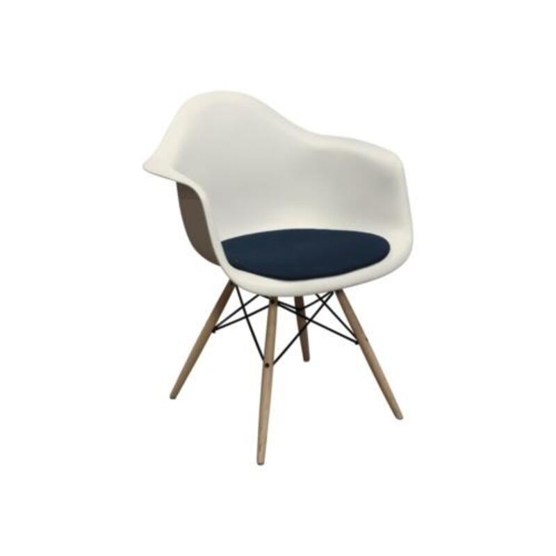 Herman Miller Eames Used Molded Armchair, White and Blue - Image 1