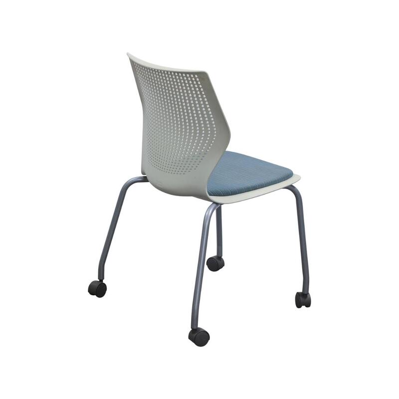 Used MultiGeneration Armless Mobile Chair, Blue and Off-White - Thumbnail 2