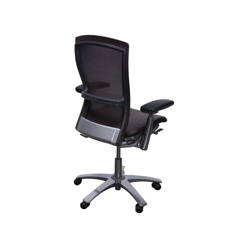 Life Used Mesh Back Task Chair, Brown PU Leather Seat - Thumbnail 2