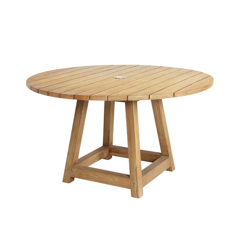 George Teak Round Dining Table 47.3" - Image 1