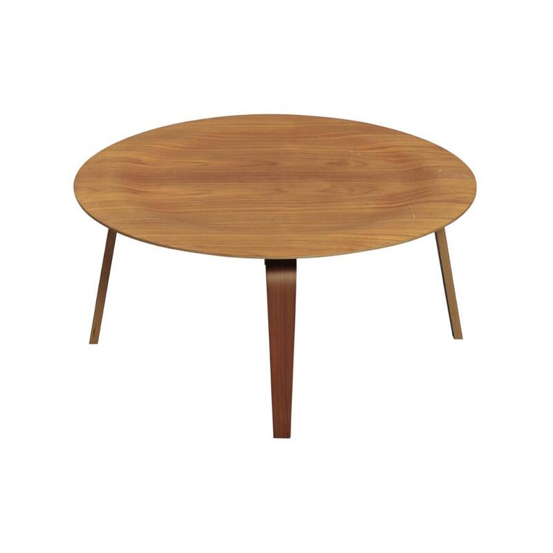 Eames Used Round Natural Wood Coffee Table - Image 1