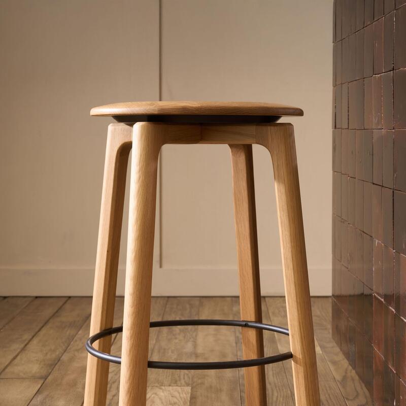 Glide Bar Stool w/Wood Seat - Thumbnail 3