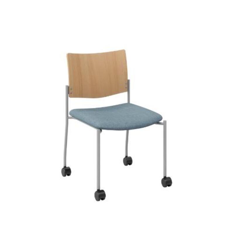 Evolve Chair Armless, Casters, Wood Back - Image 1