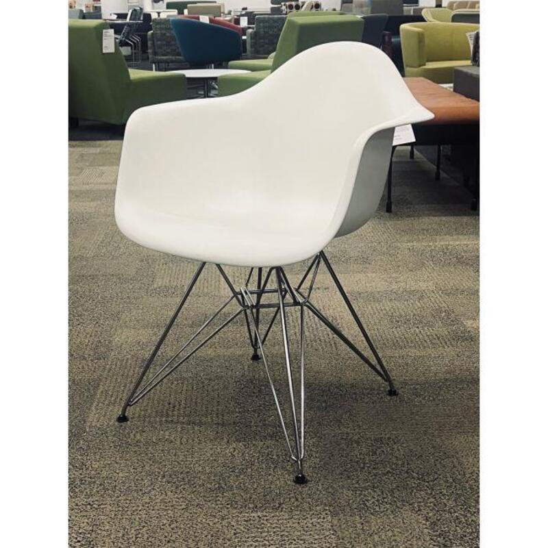 Herman Miller Eames Molded Plastic Armchair (White/Chrome) - Thumbnail 2