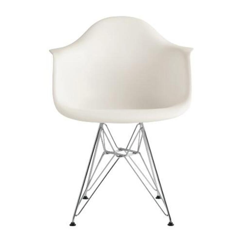 Herman Miller Eames Molded Plastic Armchair (White/Chrome) - Image 1