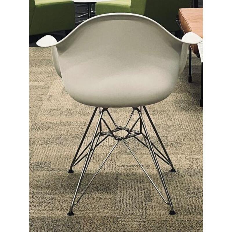 Herman Miller Eames Molded Plastic Armchair (White/Chrome) - Thumbnail 4