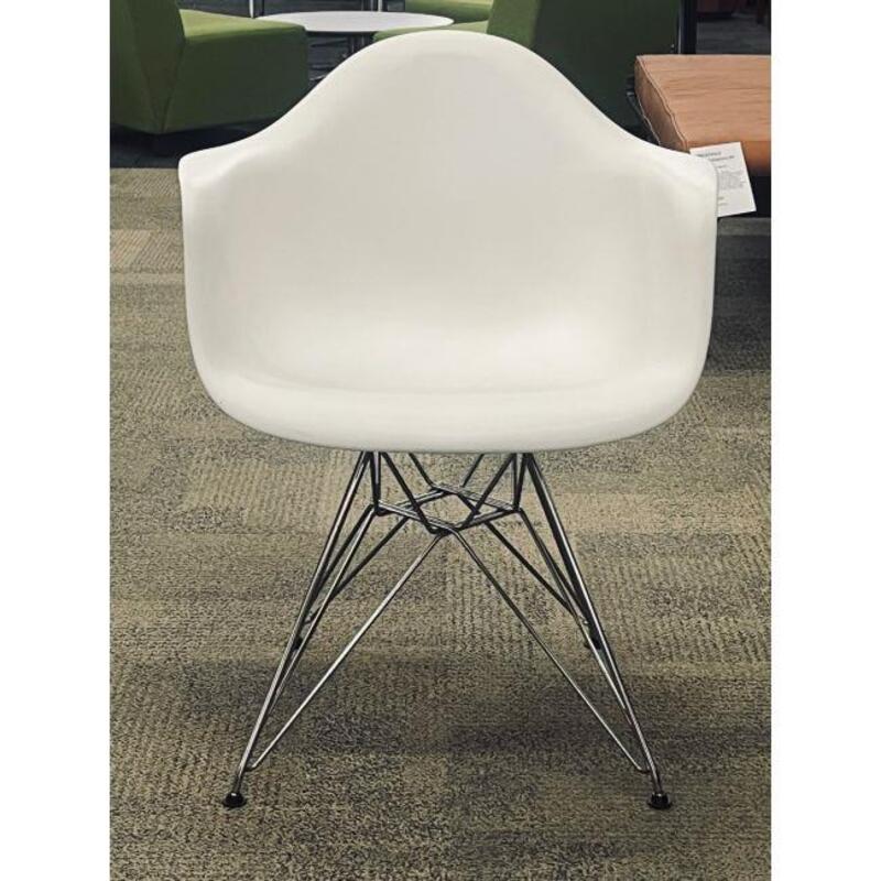 Herman Miller Eames Molded Plastic Armchair (White/Chrome) - Thumbnail 3