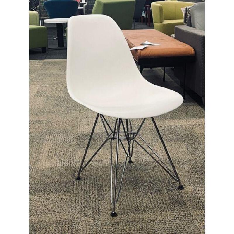 Herman Miller Eames Molded Plastic Side Chair (White/Chrome) - Thumbnail 2