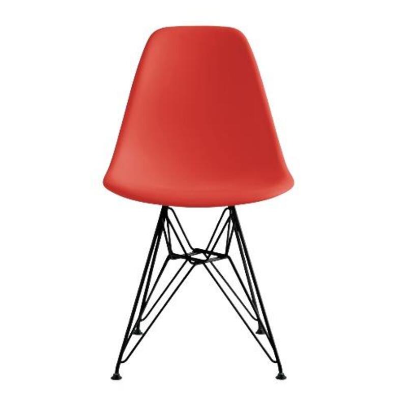 Herman Miller Eames Molded Plastic Side Chair (Red/Black) - Image 1