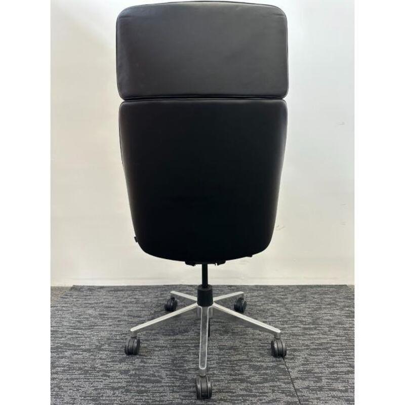Steelcase Bindu Black Leather High-Back Conference Chair (Black/Chrome) - Thumbnail 4