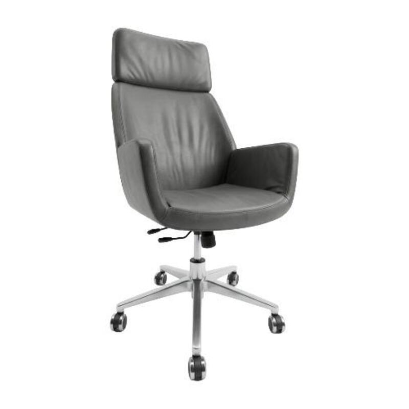 Steelcase Bindu Black Leather High-Back Conference Chair (Black/Chrome) - Image 1
