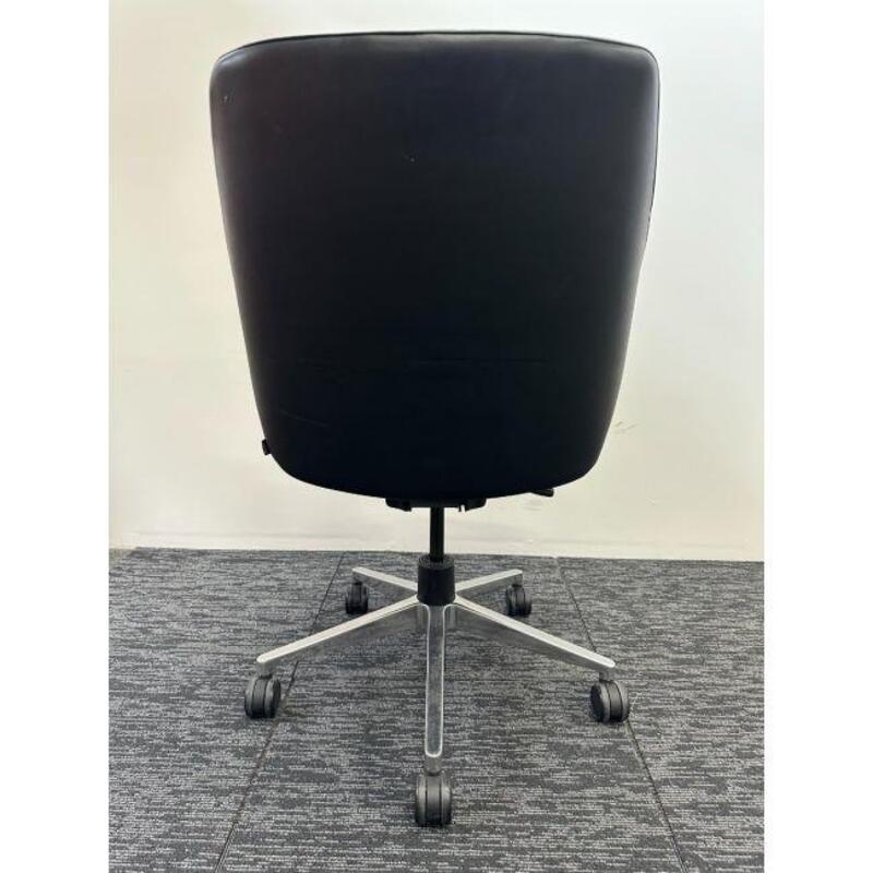 Steelcase Bindu Black Leather Mid-Back Conference Chair (Black/Chrome) - Thumbnail 4