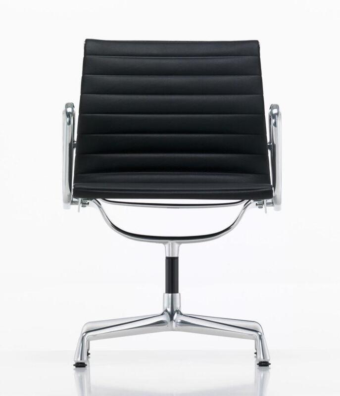Vitra Eames meeting room chair upholstered in black leather - Image 1