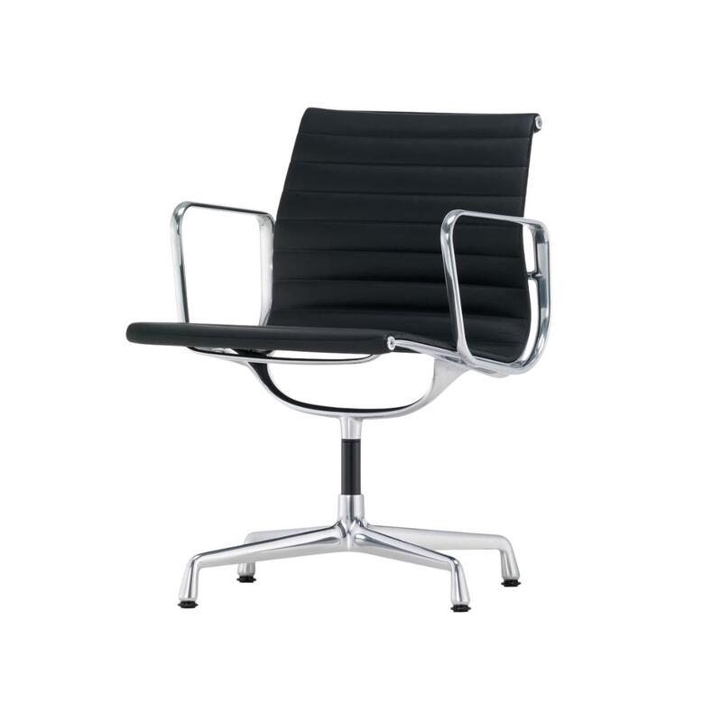 Vitra Eames meeting room chair upholstered in black leather - Thumbnail 2