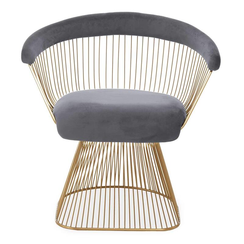 Anzio Grey Velvet And Gold tub Chair - Image 1