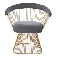 Anzio Grey Velvet And Gold tub Chair