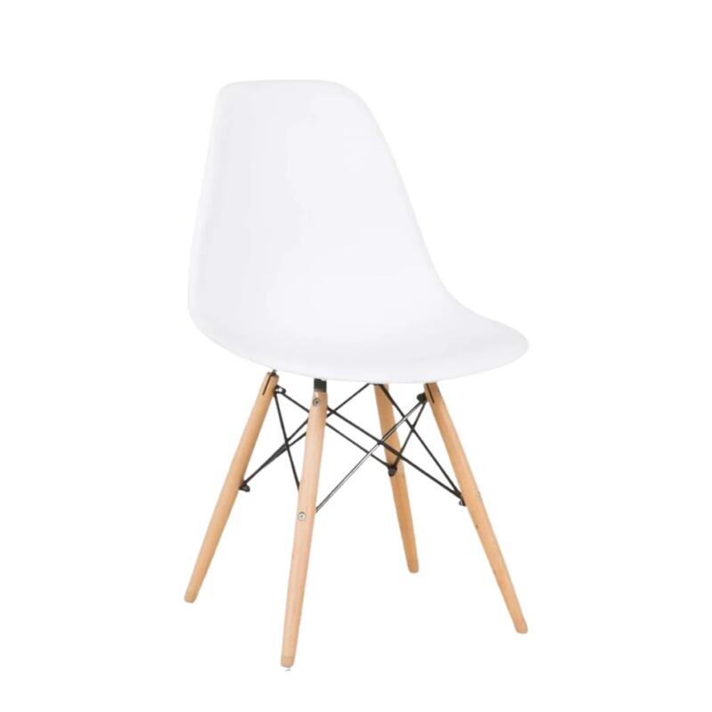 'Eames' White Plastic Molded Side Chair - Image 1