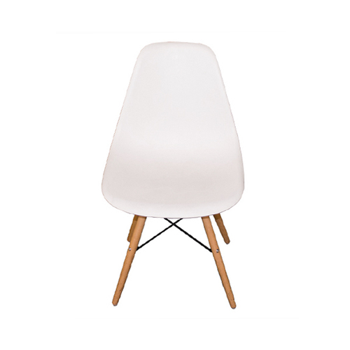 'Eames' White Plastic Molded Side Chair - Thumbnail 3