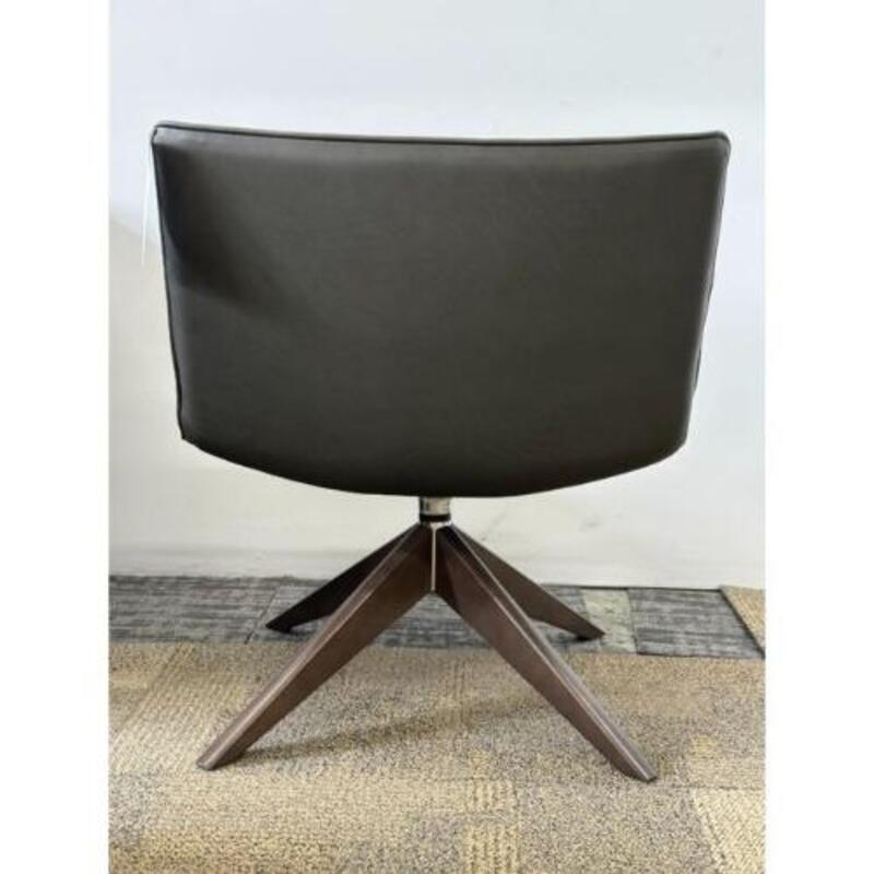 National Office furniture Grin Lounge High Profile, Wood Base (Grey Leather/Chrome) - Thumbnail 4