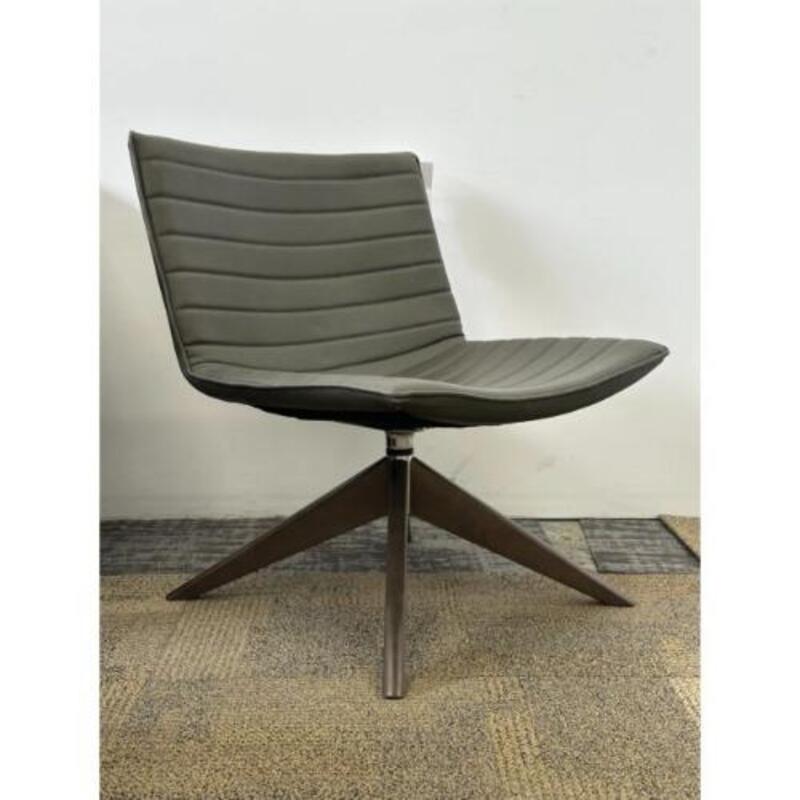 National Office furniture Grin Lounge High Profile, Wood Base (Grey Leather/Chrome) - Thumbnail 2
