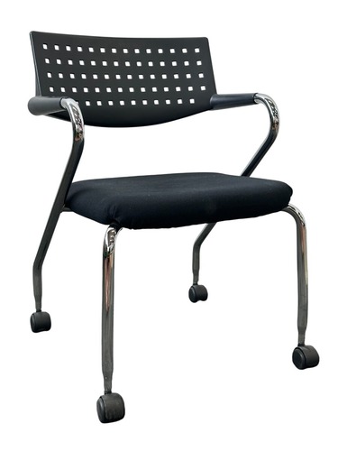 Vitra Visaroll Mobile Stack Chair (Black/Chrome) - Image 1