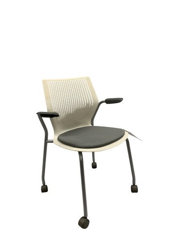 Knoll MultiGeneration Mobile Side Chair (Off White/Black) - Image 1