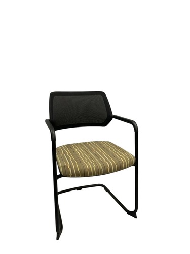 Steelcase Qivi Sled-Base Side Chair (Black Mesh/Tan Rectangles) - Image 1