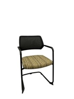 Steelcase Qivi Sled-Base Side Chair (Black Mesh/Tan Rectangles)