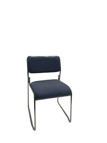 Sled-Base Side Chair (Light Blue Patterned) - Image 1