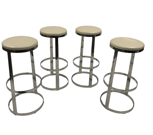 Pre-Owned Bernhardt Aro Bar Stools (Cream Leatherette) - Image 1