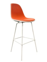 Herman Miller Eames Molded Plastic Stool w/ Fully Upholstered Seat (Red/White)