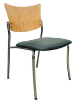 Thonet Stack Chair w/ Wooden Back (Green/Chrome)