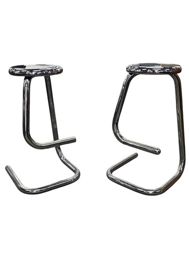 Pair of Tubular Chrome Steel bar Stools K700 Kinetics - Image 1