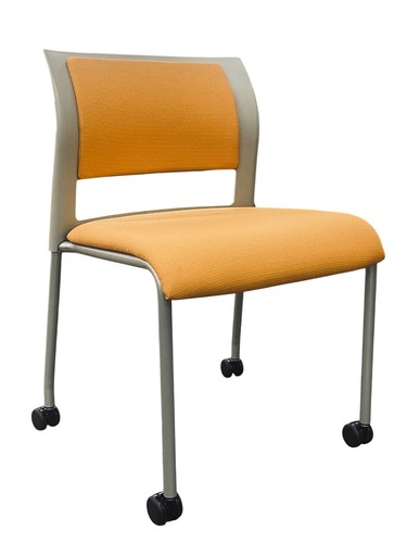 Steelcase Move Guest Side Chair armless w/ Casters (Grey/Orange) - Image 1