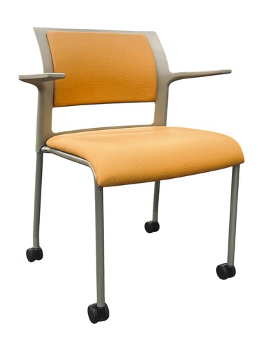 Steelcase Move Guest Side Chair w/ Caster's (Grey/Orange) - Image 1