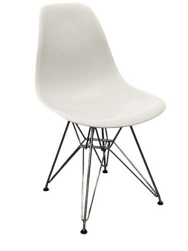 Herman Miller Eames Molded Plastic Side Chair (Light Grey/Chrome) - Image 1