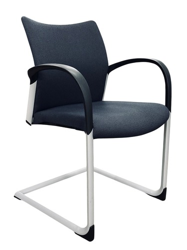 Allermuir Sled Base Guest Chair (Navy Blue/Silver) - Image 1