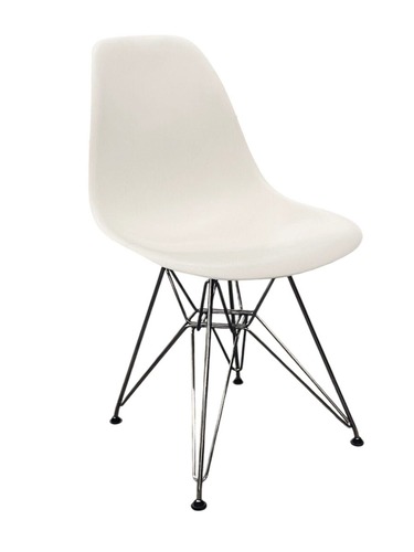 Herman Miller Eames Molded Plastic Side Chair (White/Chrome) - Image 1