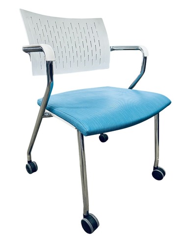 Keilhauer Scamper Mobile Guest Chair (Blue/Chrome) - Image 1
