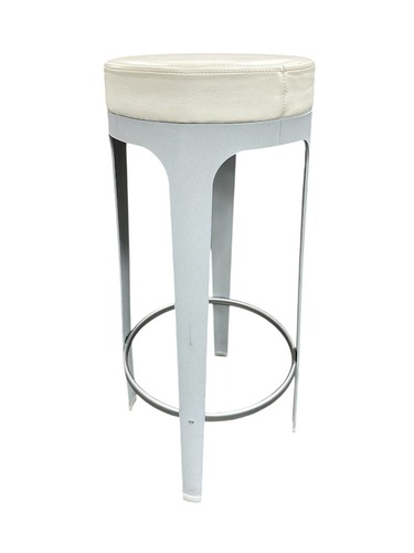 Bar height White Leather Stools (White/Silver) - Image 1